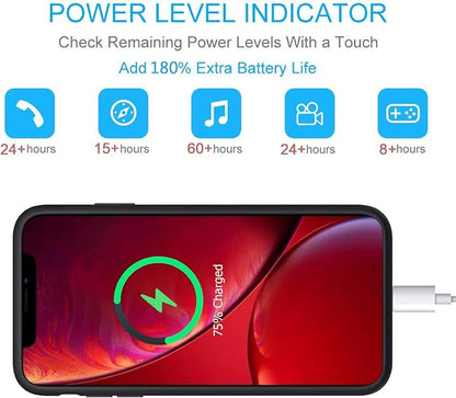 Battery Case for iPhone XR, Upgraded 10000mAh Portable Protective Charging Case with Wireless Charging Compatible with iPhone XR (6.1 inch) Rechargeable Battery Pack Charger Case with Carplay (Black)