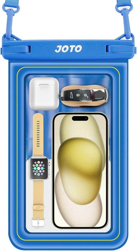 JOTO [IP68 Floatable Large Floating Waterproof Phone Pouch Up to 10", Underwater Phone Case Cellphone Dry Bag for iPhone 17 16 15 14 13 12 11 Pro Max Xs Max XR X 8 7 Plus SE/Galaxy S24 S23 S22 -Blue