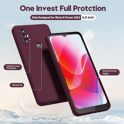 oakxco for Motorola Moto G Power 2022 Phone Case/Moto G Play 2023 Phone Case Liquid Silicone, Thin Slim Soft Rubber Gel TPU Plain Simple Cover for Women, Matte Solid Color,Burgundy Plum Wine