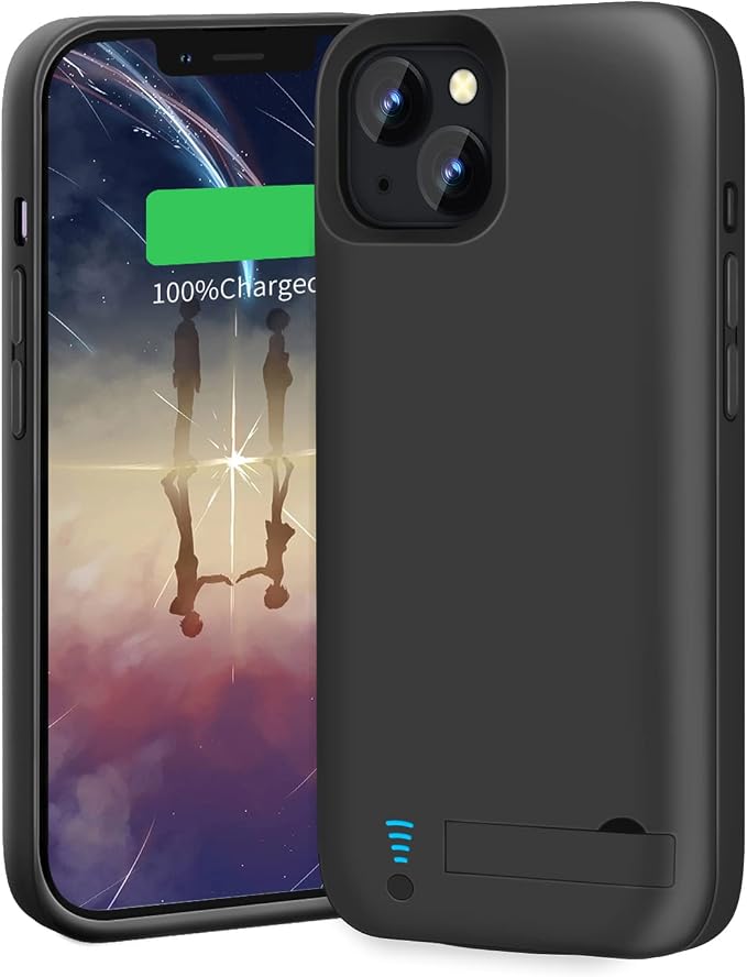 Battery Case for iPhone 14 Plus, 6000mAh Rechargeable Extended Battery Charging Charger Case, Add 100% Extra Juice (6.7 Inches) Black