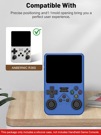 Silicone Protective Case for Anbernic R36S Game Console, Full-Body Protective Cover with Precise Cutout, Shockproof Dustproof Protector Sleeve & Scratch-Resistant Sleeve (Blue)
