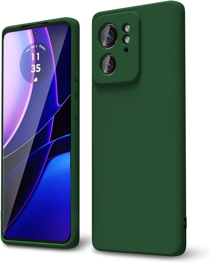 oakxco for Motorola Moto Edge 2023 Phone Case Liquid Silicone, Thin Slim Soft Rubber Gel TPU Plain Protective Simple Cover for Women Girl Cute, Matte Solid Color Aesthetic, Dark Green