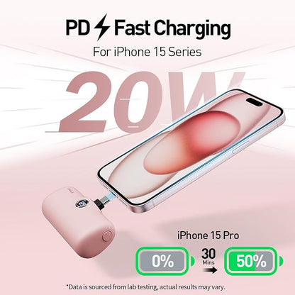iWALK USB-C Portable Charger for iPhone 15/16, Mini 20W 4,800mAh Wireless Power Bank Fast Charging Travel Battery Pack Compatible with iPhone 16/15/15 Plus/15 Pro/15 Pro Max, Andriod Phone Samsung
