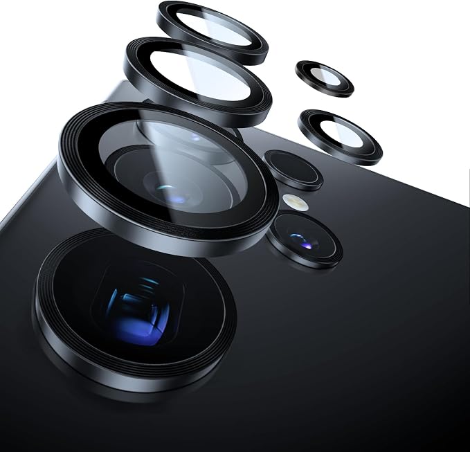 UltraGlass Unbreak Top 9H+ Glass for Samsung Galaxy S25 Ultra Camera Lens Protector (Military Grade Shatterproof & Longest Durable) Samsung S25 Ultra Camera Lens Protector, Titanium Black