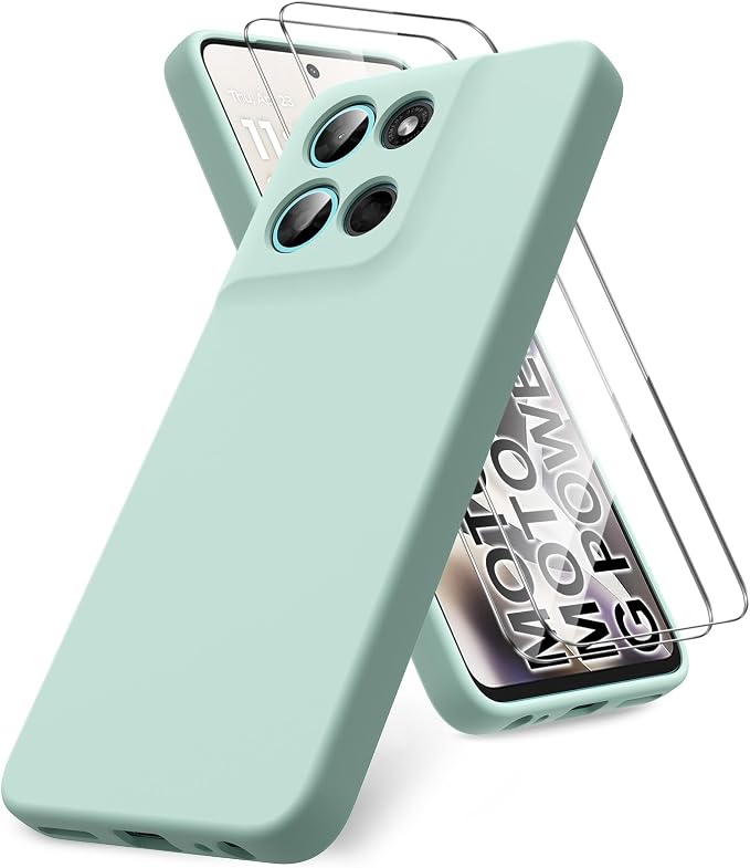 for Motorola Moto G Power (2026) Case, 2 Pack Tempered Glass Screen Protectors, Soft TPU Silicone Shockproof Gel Cover-Mint