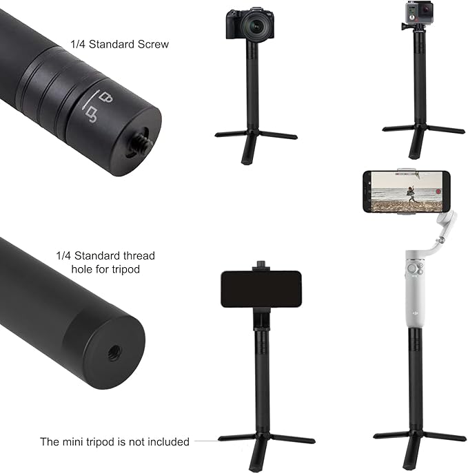 Extension Rod for Gimbal, 29in Selfie Stick Compatible with Gimbal Stabilizer DJI OM 5/4 Osmo Mobile 3 2/Feiyu/Zhiyun Smooth 5 Q & 4 and All Gimbles with 1/4" Thread,Handheld Pole Go Pro Action Camera
