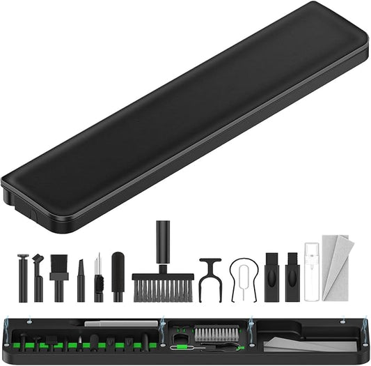 VICHYIE Keyboard Wrist Rest with Cleaner Kit, Wrist Pad for Tenkeyless Keyboard, Typing Pain Relief, Multi-Functional Cleaning Kit for Earbuds, Phones, Desk Accessories for Home & Office (Black)