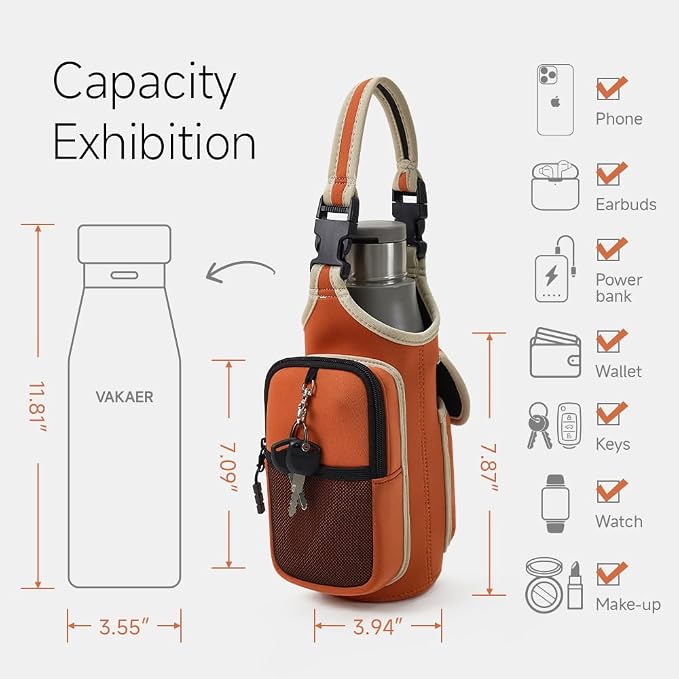 VAKAER Magnetic Gym Bag, Water Bottle Carrier Holder with Phone Pocket & Adjustable Strap,10 Ultra-Strong Magnets Stick to Fitness equipment, Workout Accessories Pouch for Women & Men
