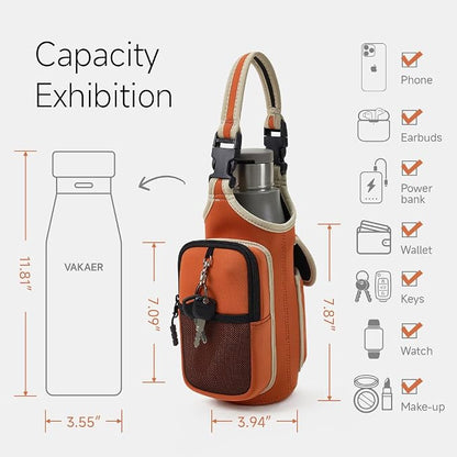VAKAER Magnetic Gym Bag, Water Bottle Carrier Holder with Phone Pocket & Adjustable Strap,10 Ultra-Strong Magnets Stick to Fitness equipment, Workout Accessories Pouch for Women & Men