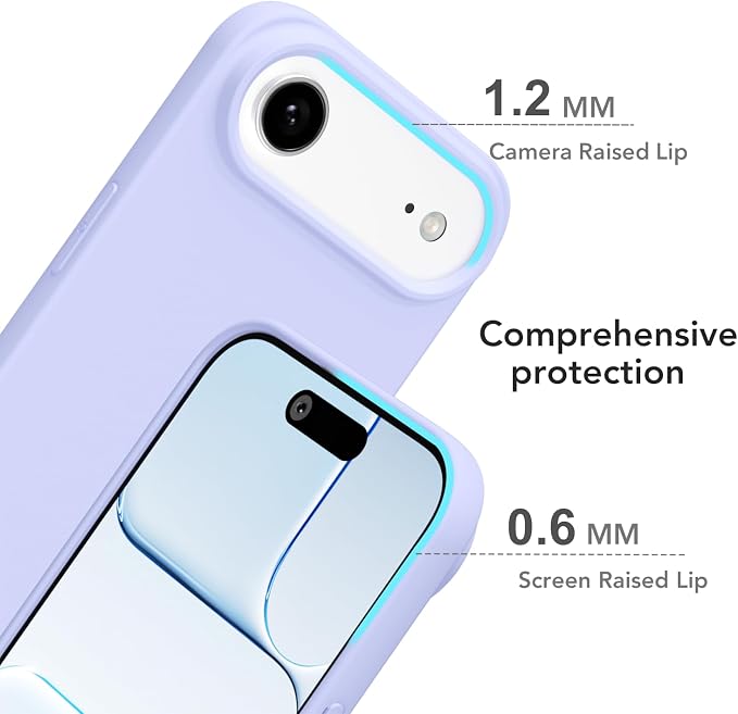 for iPhone 17 Air Case Silicone Compatible with Magsafe Case, Ultra Slim Thin Magnetic Phone Cases Mag Safe, Cute Soft Rubber Gel Matte Plain Wireless Charging Cover for Women, Purple Lavender