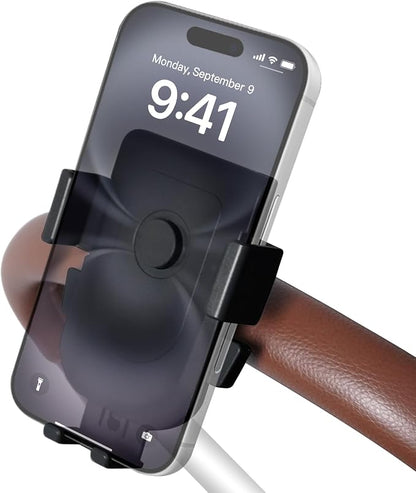 Baby Stroller Phone Holder, Bike Phone Holder, Shopping Cart, Motorcycle Phone Mount, Golf Cart, Push Cart, Treadmill, Universal- iPhone, Cell Phone Clamp (Black)