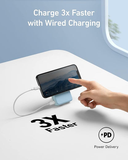Anker 633 Magnetic Battery, 10,000mAh Wireless Portable Charger, 20W USB-C Power Bank with Stand, Magsafe-Compatible for iPhone 16/15/14 Series (Blue)