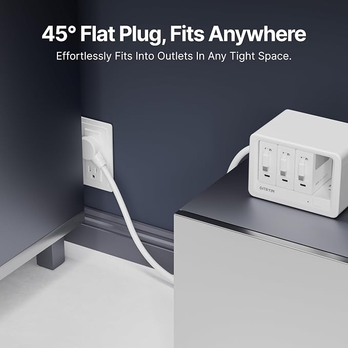 Gitryin 11-in-1 Desktop Charging Station with 3 Retractable Wall Chargers, 40W USB-C Power Strip with 5 AC, 3 USB C, 3 Type-C 33.5in Cables, Extension Cord with 1020J Surge Protection for Home Office