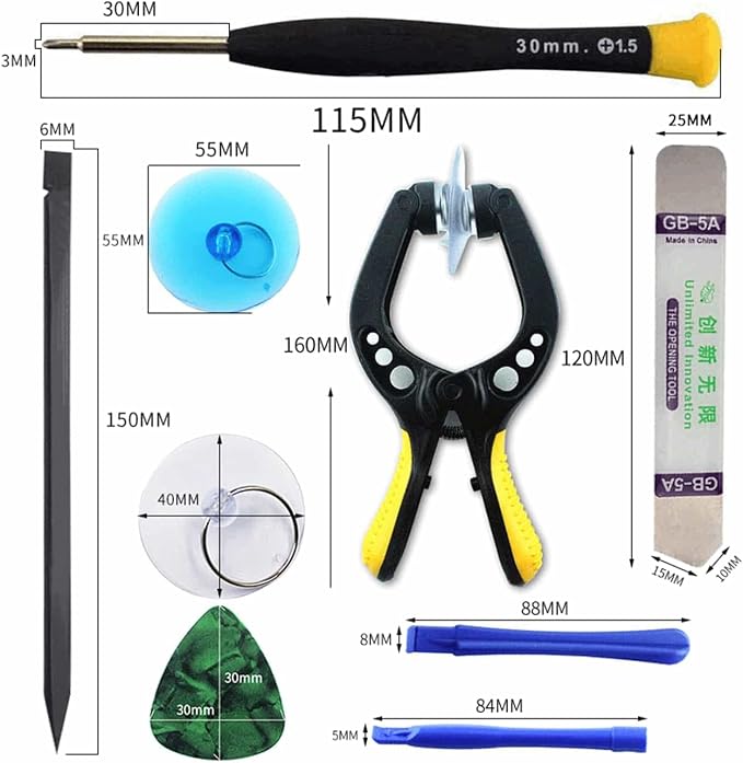 Upgraded 18 PCS Phone Screen Repair Kit, Suction Cup Pliers Opening Repair Kit, Repair Precision Screwdriver Set Compatible with iPhone, iPad, Cellphone and Other Smooth Surface LCD Screen Opener