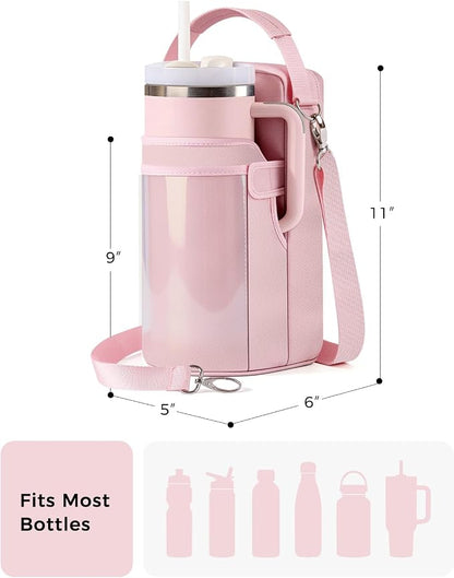 GLORIEROO Magnetic Gym Bag for Women - Water Bottle Holder Bag Carrier - Gym Workout Accessories Essentials Gifts for Women | 4 Built-in Magnets, Touchscreen Pocket, Fits 40oz Tumbler, Shoulder Strap