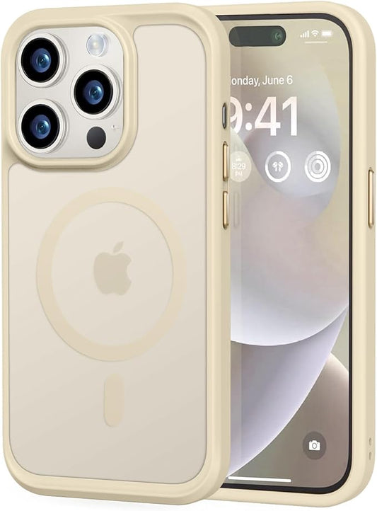 MOCCA Strong Magnetic for iPhone 14 Pro Case, [Compatible with Magsafe][13FT Military Drop Protection] Slim Translucent Matte Shockproof Case for iPhone 14 Pro Phone Case 6.1'', Light Gold