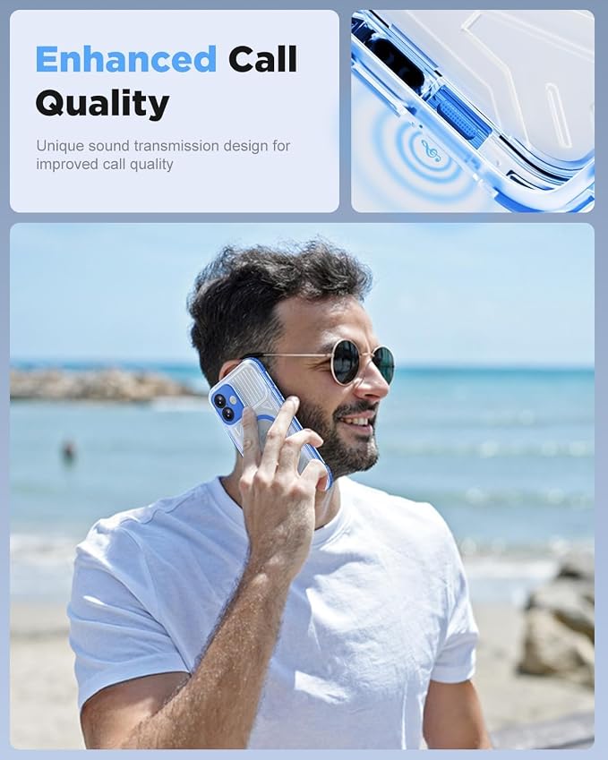 for iPhone 16 Plus Waterproof Case with Magsafe, Built-in [Camera & Screen Protector] [Lanyard], IP68 Water Proof Full Body Dustproof Heavy Duty Frosted Protective Phone Cover, 6.7" Blue