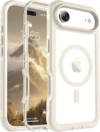jaroco Magnetic for iPhone Air Case, [Compatible with MagSafe][Military Grade Drop Protection][Heavy Duty Protection][Non-Slip][Shockproof] 2-Layer Durable Bumper Phone Case 6.5''-Antique White
