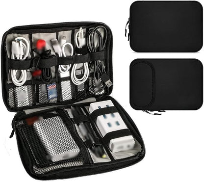 Travel Cable Organizer Pouch Portable Electronic Bag Cases Large Capacity Charger Storage Bags Waterproof Charging Cable Bag Big Tech Accessories Pouch with Zipper for Business Trip Grey