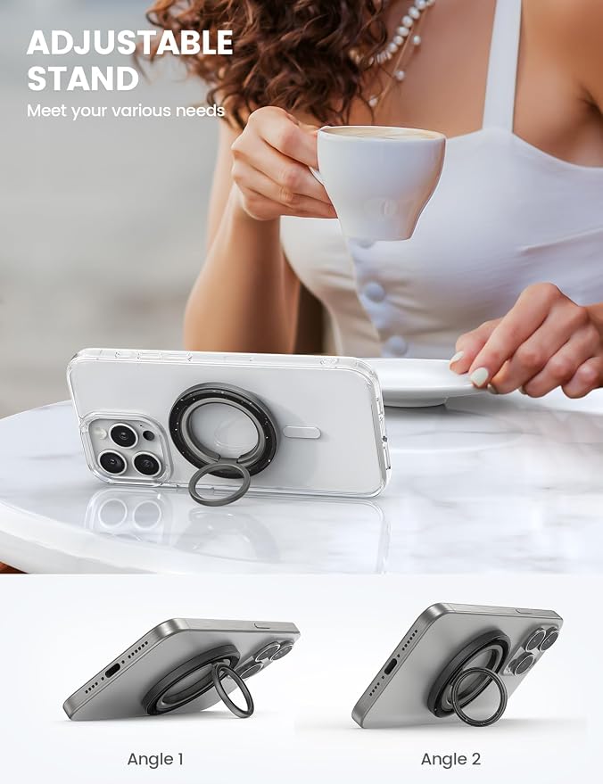 Lamicall Midnight Black Magnetic Phone Ring Holder + Car Headrest Tablet Holder