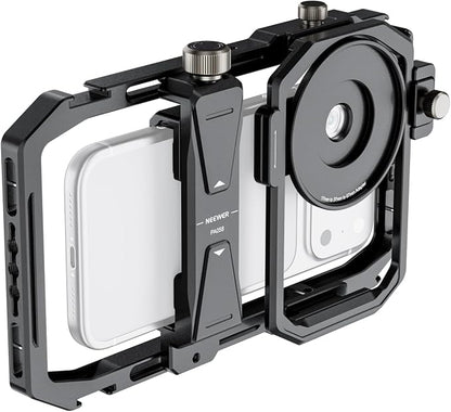 NEEWER Universal Phone Cage Video Rig Stabilizer with 17mm to 37mm & 67mm Lens Filter Adapter Ring Accessories Compatible with iPhone Android Samsung for Video Recording Streaming Photography, PA058