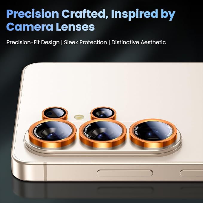 Uyiton for Samsung Galaxy S26 Ultra Camera Lens Protector - [Case-Friendly][Not Easy to Break][Ultra-Thin] Military-Grade Tempered Glass with Aluminum Metal Rear Camera Screen Cover - Orange