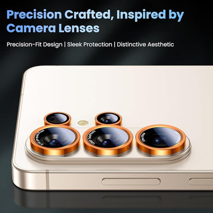 Uyiton for Samsung Galaxy S26 Ultra Camera Lens Protector - [Case-Friendly][Not Easy to Break][Ultra-Thin] Military-Grade Tempered Glass with Aluminum Metal Rear Camera Screen Cover - Orange