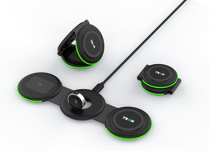 Tron 3 in 1 Foldable Magnetic Wireless Charger - Travel Charging Pad Dock for Apple Watch iPhone 16 15 14 13 12 Pro Max Plus & Airpod