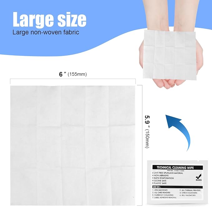 40PCS/Box Technical Prep Pads wipes (6"x5.9") Multi-Purpose Large Non Woven Handy Wipes Cleaning for Thermal Paste Remover Surfaces Industrial Electronics cleaning paste Stain Remover Wipes