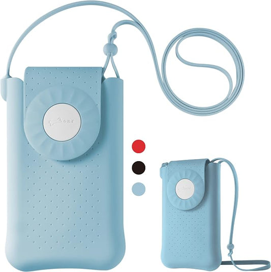 Bone Crossbody Phone Bubble Bag 1, Cell Phone Purse with Shock-Absorbing Design & Magnetic Closure, Adjustable Silicone Shoulder Lanyard Strap (Morandi Blue)