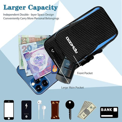 Phone Holder for Running Armband, Large Capacity Running Band for iPhone 15 14 13 Plus Pro Max Samsung Galaxy S23 S22 Ultra 7.5 Inch Phone Armband, Water Resistance Arm Bag for Running Jogging