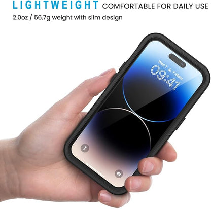 Lanhiem for iPhone 14 Pro Max Case, IP68 Waterproof Dustproof Case with Built-in Screen Protector, Rugged Full Body Shockproof Phone Case for iPhone 14 Pro Max 6.7 inch, Black