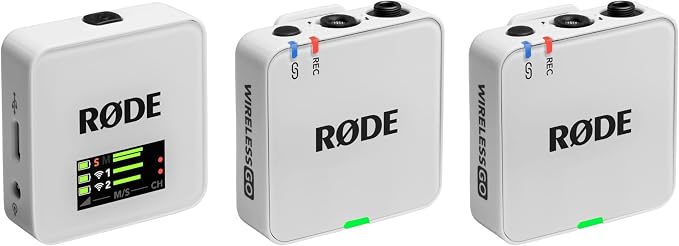 RØDE Wireless GO (Gen 3) – Compact Wireless Mic – Pristine Audio, 32-bit Float Recording, Automatic Level Control, for Phones, Cameras and Computers (White)