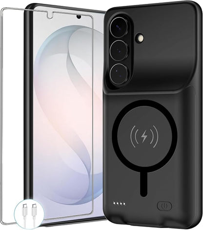 Battery Case for Galaxy S26 Plus , Upgraded 12000mAh Portable Protective Wireless Charging Case Compatible with Galaxy S26 Plus 5G (6.7 inch) Rechargeable Extended Battery Pack Charger Case (Black)