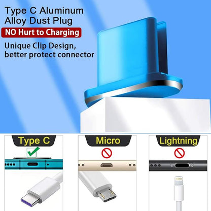 USB C Port Dust Cover Plug Cap 2 Metal Anti Dust Protectors for Smartphone Laptop Charging Port with SIM Card Removal Pin Compatible with Samsung Galaxy S24 S23 S22 S21(Blue)