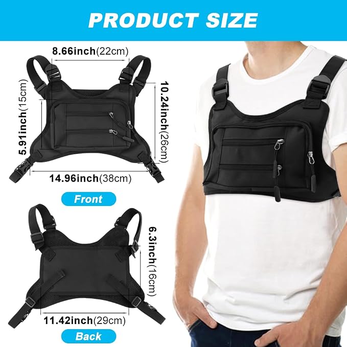PUXING Sports Chest Bag For Men Women Tactic-al Vest Running Vest Bag With Built Phone Holder Chest Pack for Hiking