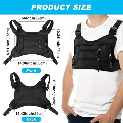 PUXING Sports Chest Bag For Men Women Tactic-al Vest Running Vest Bag With Built Phone Holder Chest Pack for Hiking