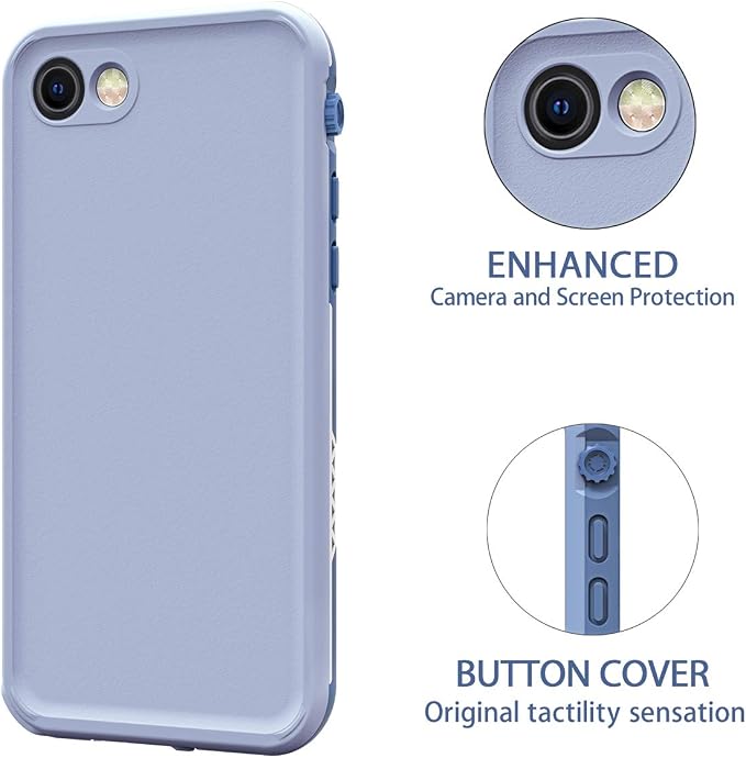 for iPhone 8/7 /SE 2020 Waterproof Case Cover Built-in Screen Protector Fully Sealed Life Shockproof Snowproof Underwater Protective Cases for iPhone 8 7 SE 2020 4.7" (ClovePurple)
