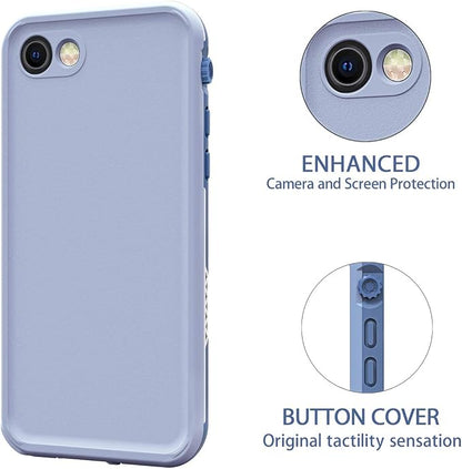 for iPhone 8/7 /SE 2020 Waterproof Case Cover Built-in Screen Protector Fully Sealed Life Shockproof Snowproof Underwater Protective Cases for iPhone 8 7 SE 2020 4.7" (ClovePurple)