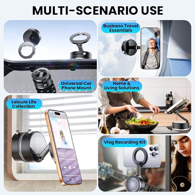 Metal Phone Stand for Desk, Universal Phone Holder with 360 Rotating Arm Foldable Retractable Stand Compatible with Magnetic and Android Phones, Office Accessories (A7)