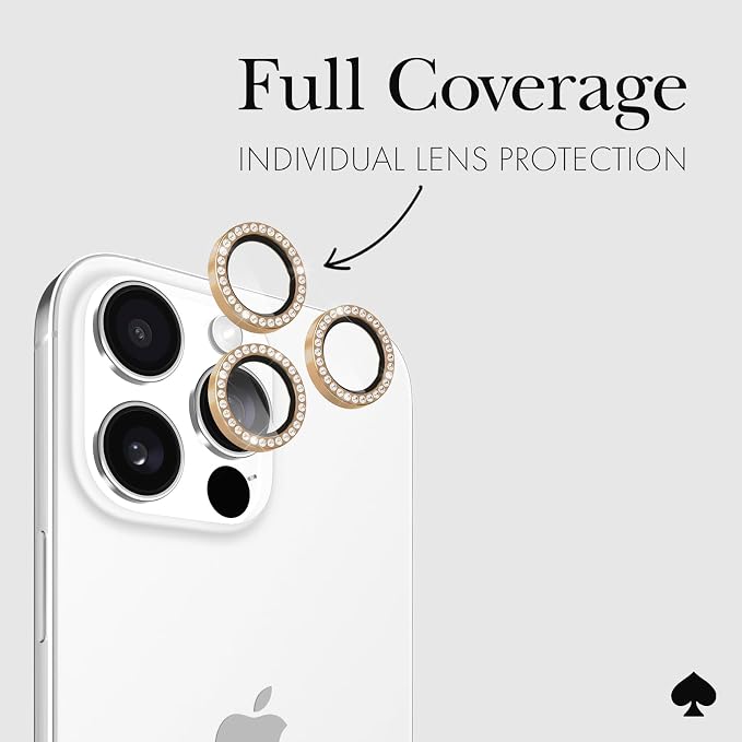 kate spade new york iPhone 16 Pro Max/iPhone 16 Pro Camera Lens Protector with Aluminum Ring - Set in Stone Gold