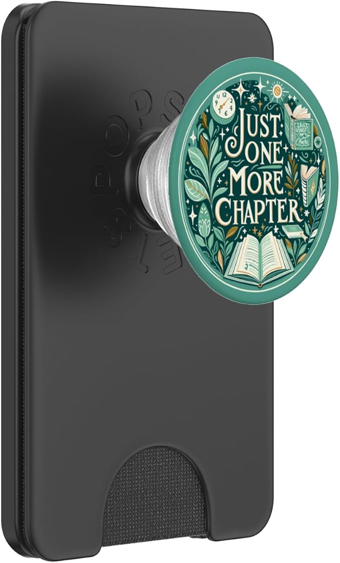 Just One More Chapter Bookish Reading Green Teal Book Lover PopSockets PopWallet for MagSafe
