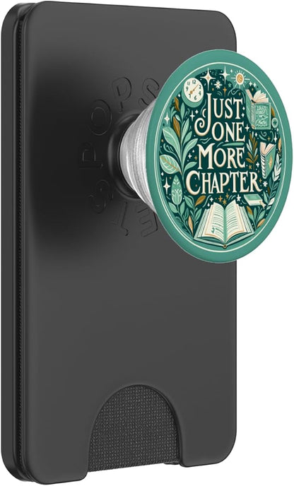 Just One More Chapter Bookish Reading Green Teal Book Lover PopSockets PopWallet for MagSafe