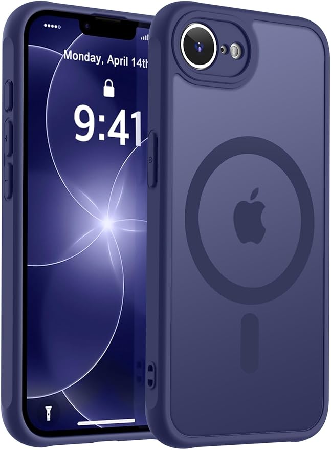 MOCCA Strong Magnetic for iPhone 17e Case/iPhone 16e Case [Compatible with Magsafe] [Full Camera Protection] Slim Translucent Matte Shockproof Phone Case for iPhone 17e / 16e 6.1", Deep Blue