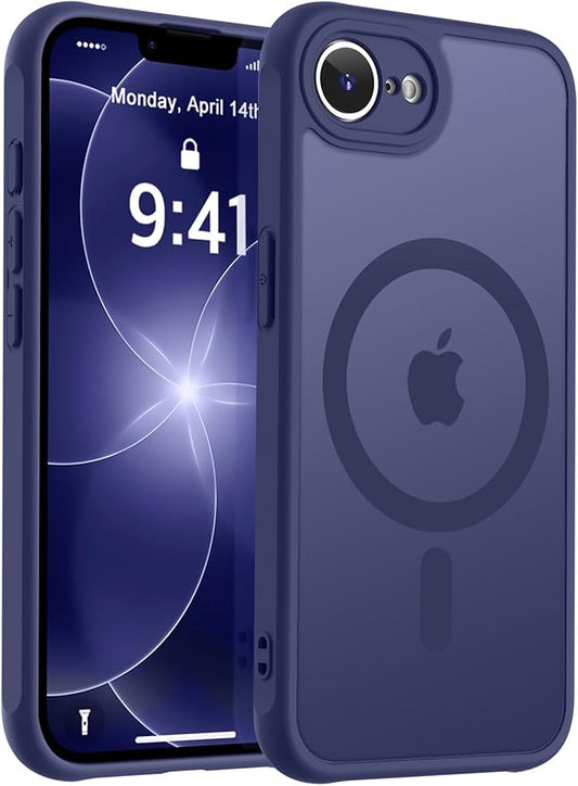 MOCCA Strong Magnetic for iPhone 17e Case/iPhone 16e Case [Compatible with Magsafe] [Full Camera Protection] Slim Translucent Matte Shockproof Phone Case for iPhone 17e / 16e 6.1", Deep Blue