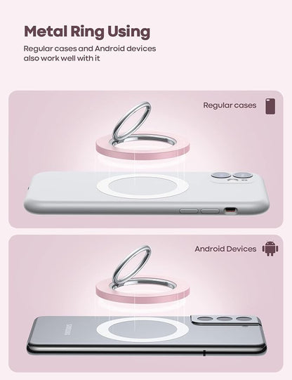 Lamicall Magnetic Phone Ring Grip Holder, 360° Rotating with Smooth Damping, Finger Ring Holder Stand, Mag Kickstand Accessories for iPhone 17 Pro Max, Pinky