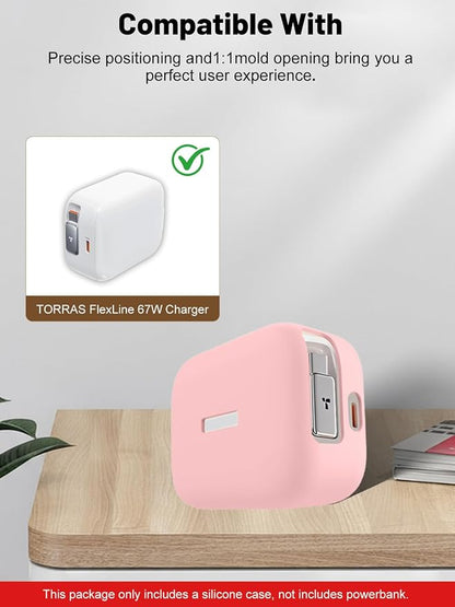 Silicone Protective Case for TORRAS FlexLine 67W Charger, Full-Body Protective Cover with Precise Cutouts, Shockproof Dustproof Charging Block Protector Sleeve & Scratch-Resistant Sleeve (Pink)