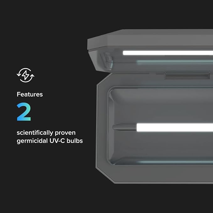 PhoneSoap Basic Cell Phone UV Light Sanitizer Box | Patented and Clinically Proven 360 Degree UV Light Sanitizer | (Black)