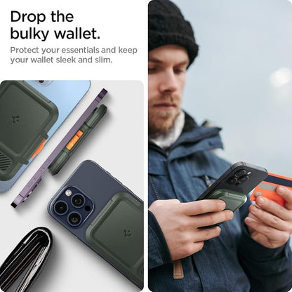 Spigen for MagSafe Wallet, Heavy Duty Hardshell Magnetic Card Holder Compatible with iPhone 17/16/15/14/13/12 Pixel 10 Series MagSafe-Cases Pixelsnap Holds 5-6/7-8 Cards