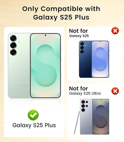 Slim Thin for Samsung Galaxy S25 Plus Clear Case, Compatible with MagSafe, Built-in Camera Lens Protector, Shockproof Protective Phone Case, Electroplated Bumper Cover, Gold